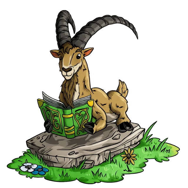 Bücherbock – ein Steinbock der ein Buch liest